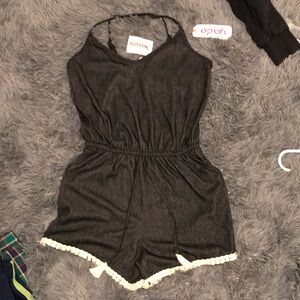 Chic Black Romper with Lace Trim